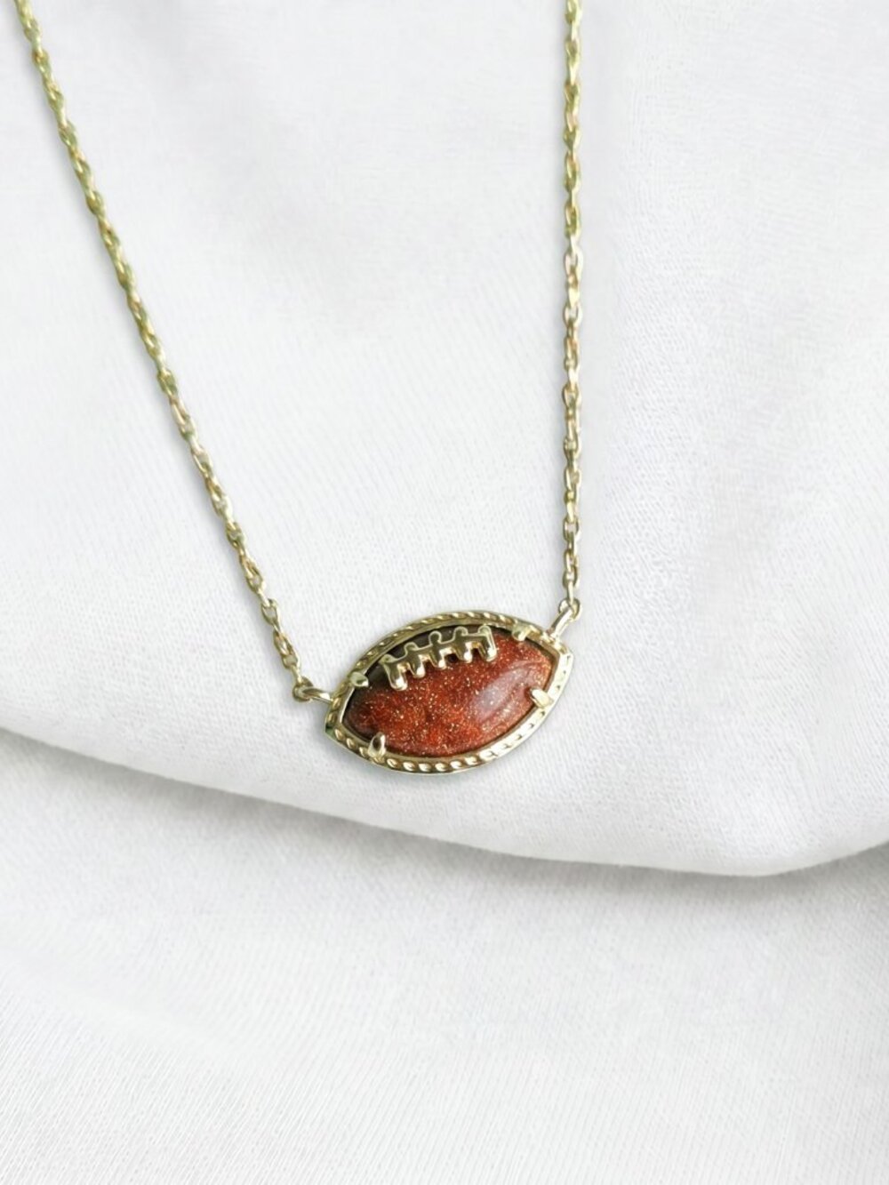Kendra Scott Football Orange Goldstone Gold Short Necklace | NEW - Picture 2 of 2